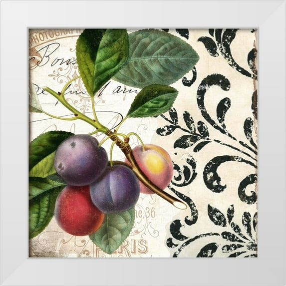 Sasha 20x20 White Modern Wood Framed Museum Art Print Titled - Les Fruits Jardin III
