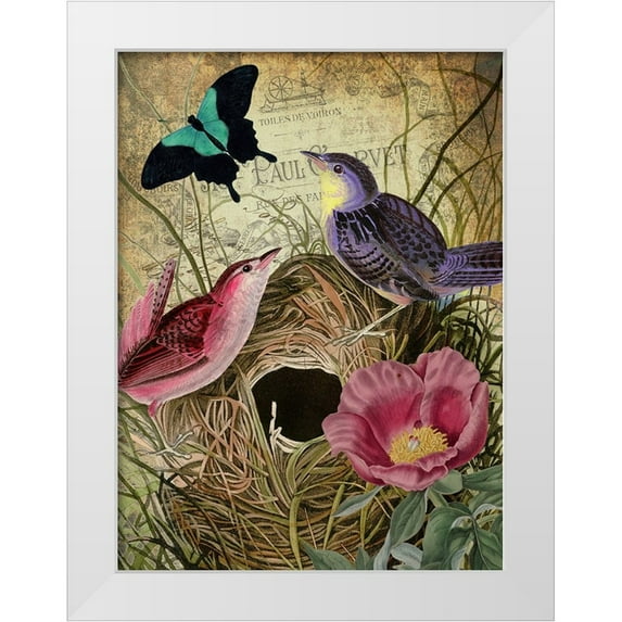 Sasha 25x32 White Modern Wood Framed Museum Art Print Titled - Petals and Wings IV