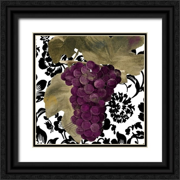 Sasha 26x26 Black Ornate Wood Framed with Double Matting Museum Art Print Titled - Grape Suzette I