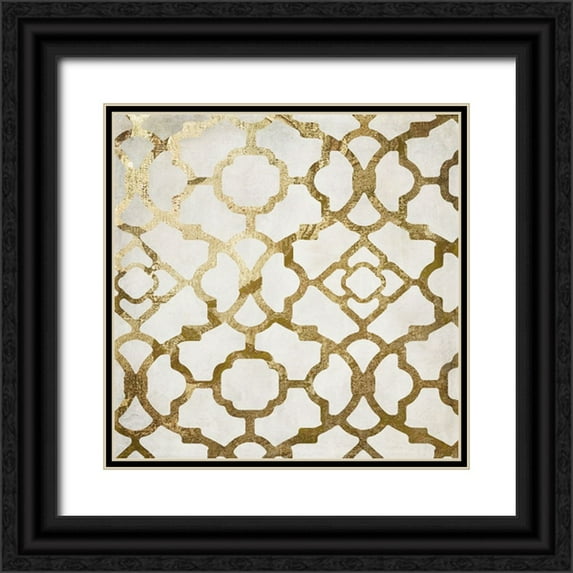 Sasha 26x26 Black Ornate Wood Framed with Double Matting Museum Art Print Titled - Moroccan Gold II