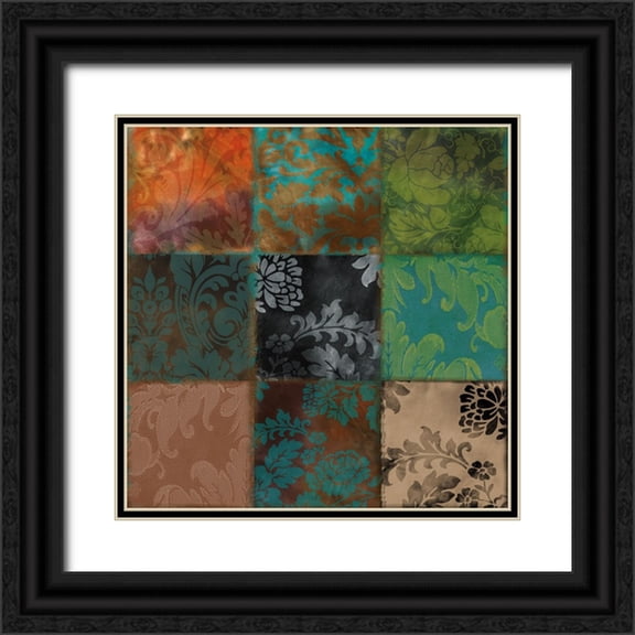 Sasha 26x26 Black Ornate Wood Framed with Double Matting Museum Art Print Titled - Velvet Patch III