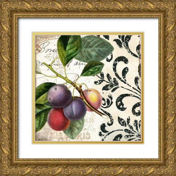 Sasha 26x26 Gold Ornate Wood Framed with Double Matting Museum Art Print Titled - Les Fruits Jardin III
