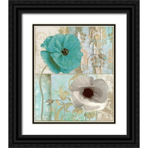 Sasha 26x31 Black Ornate Wood Framed with Double Matting Museum Art Print Titled - Beach Poppies II