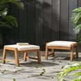 thumbnail image 1 of Sasha Acacia Wood Outdoor Ottomans with Cushion, Set of 2, Brown and Cream, 1 of 7
