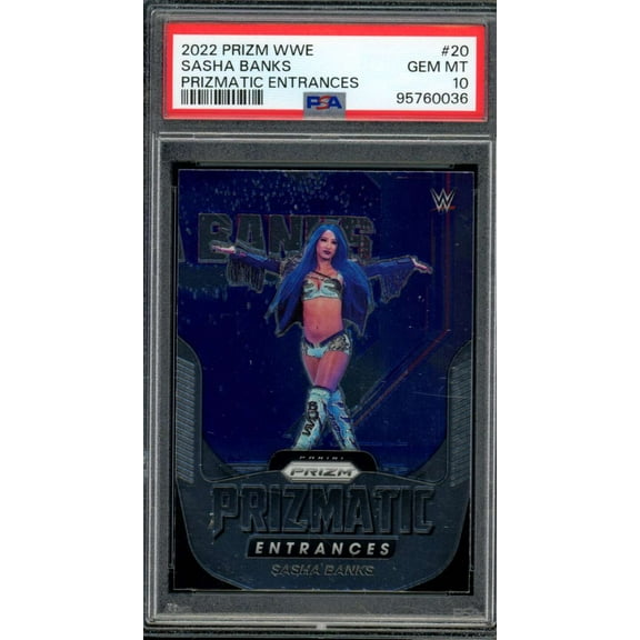 Sasha Banks Card 2022 Prizm WWE Prizmatic Entrances (pop 1) #20 PSA 10