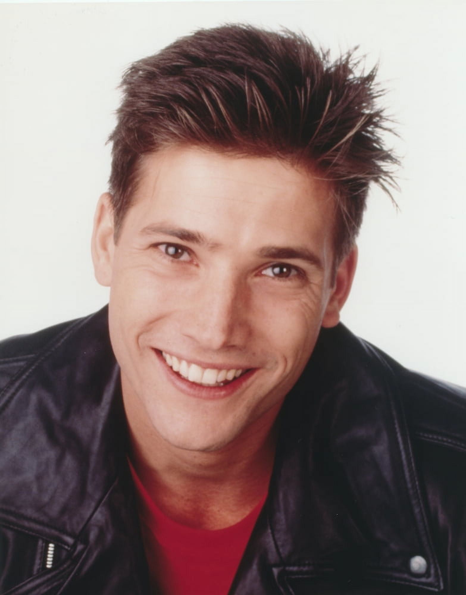 Sasha Mitchell Close Up Portrait in Black Leather Jacket Photo Print