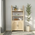 thumbnail image 1 of Sasha Modern Arched Bookshelf Cabinet with Reeded Doors, Coastal Oak, 1 of 16