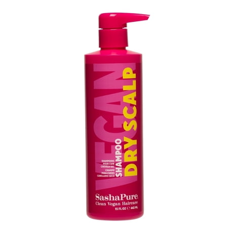 Sashapure Vegan Dry Scalp Shampoo with Moisturizing Sacha Inchi Oil, Sulfate-Free Deep Cleanser, Fresh Scent, 15 fl oz