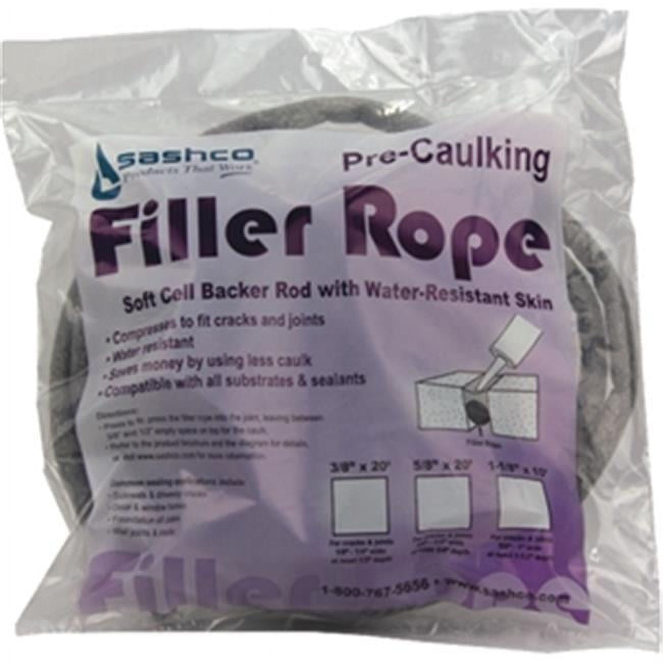 Sashco 30100 PreCaulking Filler Rope Backer Rod, 3/8Inch x 20Feet