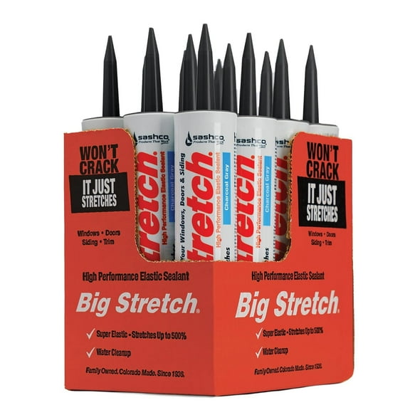 Sashco Big Stretch 10.5 oz High Performance Caulk, Charcoal Gray Pack of 12