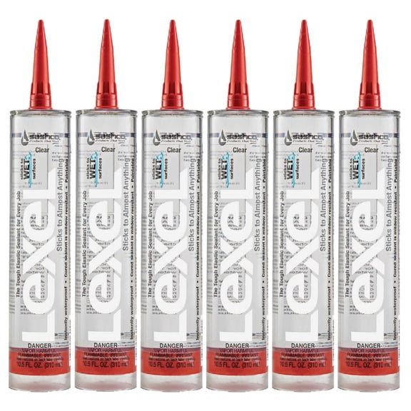 Sashco Lexel 10.5-oz Multi-Use Clear Paintable Solvent Adhesive Caulk, 13010, 6 Pack