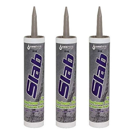 Sashco Slab, Water-Based Adhesive, Gray Concrete Crack Industrial Sealant, 10.5 oz, 3 Piece Pack