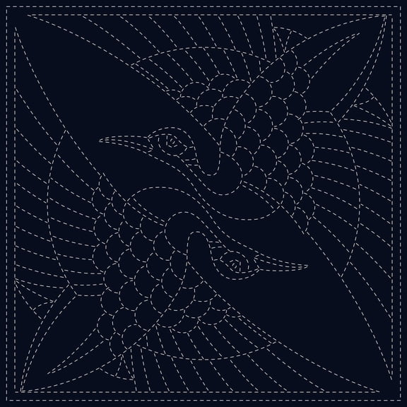 Sashiko Cloth Two Cranes from QH Textiles Pty Ltd.