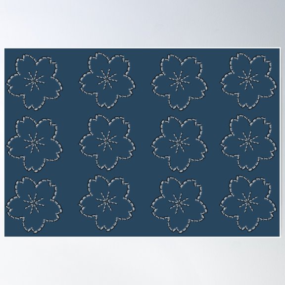 Sashiko Needlework 10 Poster Wall Art, Modern Wall Decor For Living Room Bedroom, 8x12 UNFRAMED