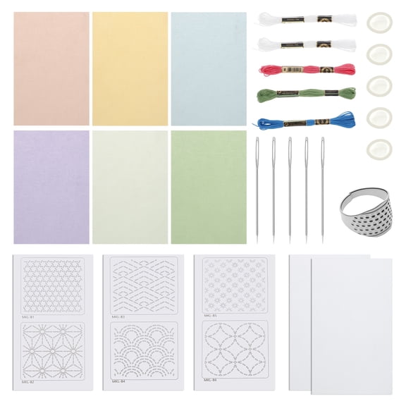 Sashiko Template Pillow Covers Embroidery Kit Sashiko Pillowcase Kit for Beginner Japanese Embroidery Hand Sewing Set for Couch Sofa Bed Decor