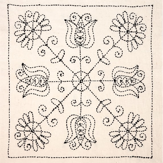 Sashiko World Hungary Stamped Embroidery Kit-Tulips And Poppies