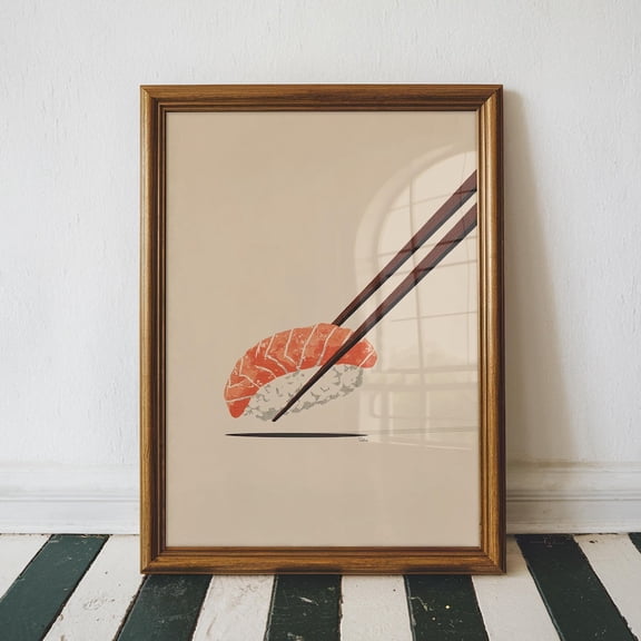 Sashimi Poster, Salmon Sashimi Wall Art, Japanese Food Decor, Japan Poster, Kitchen Decor Poster, Sushi Roll Poster, Dining Room Wall Art, Unframed Poster Size 8x12