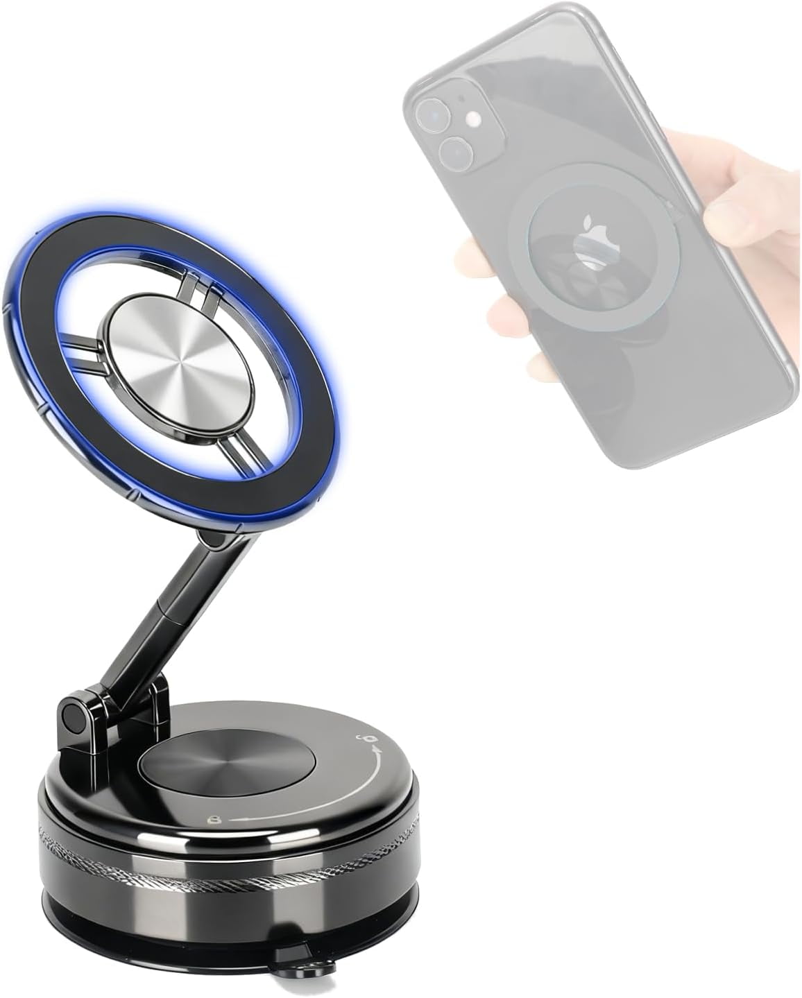 Sasiedom for Magsafe Car Mount, 360° Vacuum Magnetic Car Phone Holder, Suction Cup Phone Mount & 2400gf Magnet for iPhone Android, Universal Phone Mount for Car/Gym/Mirror