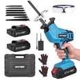 thumbnail image 1 of HOTREE Cordless Reciprocating Saw with LED Light, Variable Speed, 2 x 2.0Ah Batteries, Blades Kit for Wood, Metal, PVC Cutting, 1 of 8