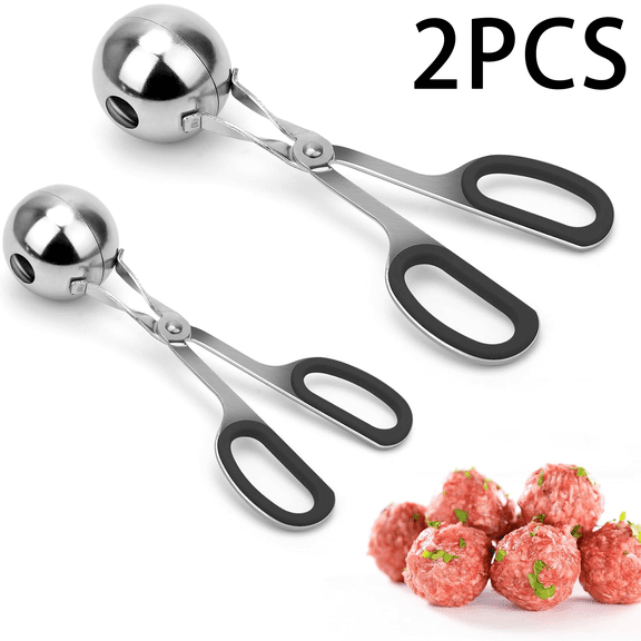 Sasio 2Pcs Non-Stick Meatball Maker, Stainless Steel Meat Ball Scoop with Detachable Anti-Slip Handles, Meat Baller for Kitchen, Cake Pop Scoop