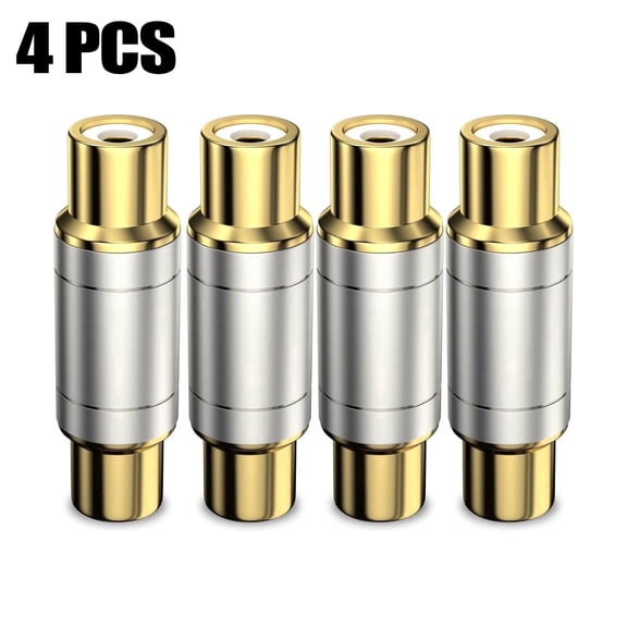 Sasio 4-Piece Gold-Plated RCA Female-to-Female Adapter Set, Barrel Connector Adapter, Subwoofer RCA Extension Cable, Compatible with HDTVs, Speakers, Amplifiers, and Car Audio Systems