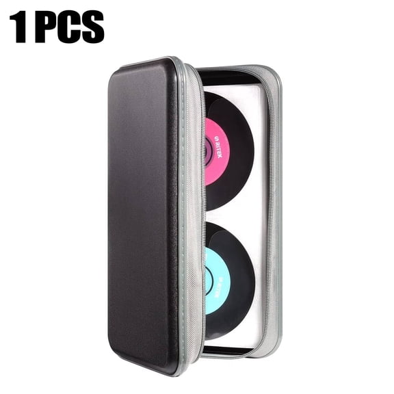 Sasio CD Case, 96-Disc CD Storage Case, Hard Plastic CD Storage Wallet, CD/DVD Protective Case, Ideal for Cars, Home, and Travel (96-Disc, Black)