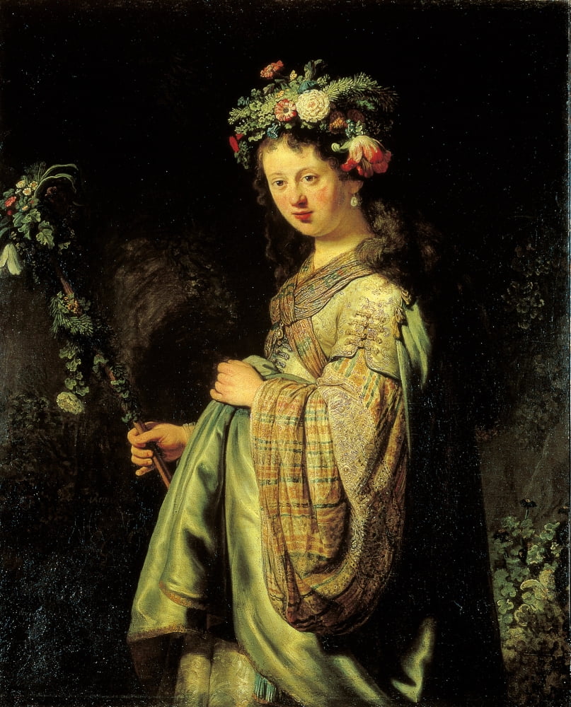 Saskia As Flora Canvas Art - (18 x 24)