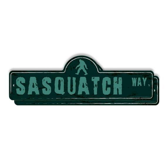 Sasquatch (2 Pack) Plastic Street Sign - 6 Inch X 18 Inch Gift Myth Creature Bigfoot Forest Funny Rustic Outdoors Decor Legend Quirky Unique