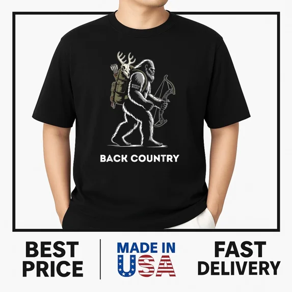 Sasquatch Big Foot Hunting Back Country Archery T-Shirt BEST-SELLER