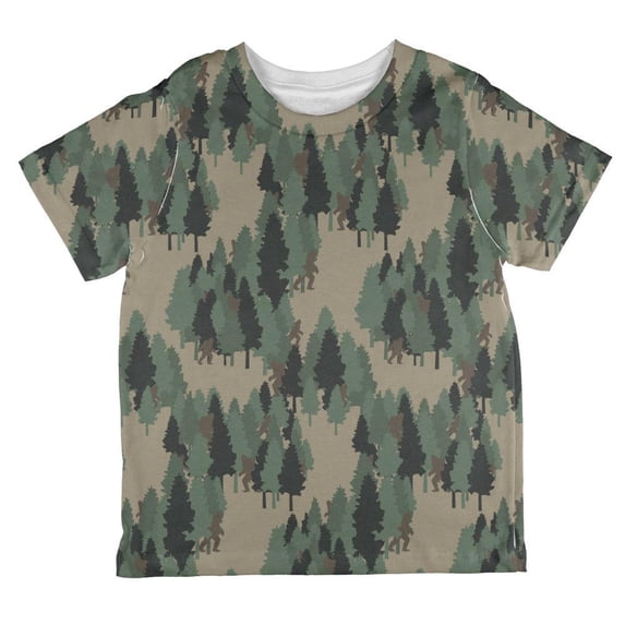 Sasquatch Bigfoot Camo Repeat Pattern All Over Toddler T Shirt Multi 2T