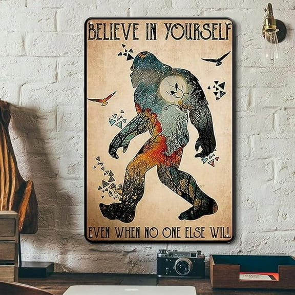 Sasquatch Bigfoot Gifts for Men Bigfoot Knowledge Bigfoot Vintage Tin Sign, Bigfoot Yard Decor 8x12 Inches Bigfoot gifts for Men