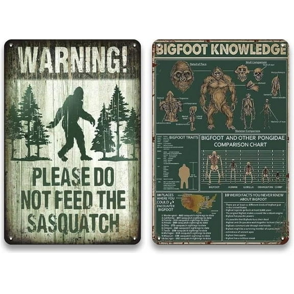 Sasquatch Bigfoot Gifts for Men Bigfoot Knowledge Bigfoot Vintage Tin Sign, Bigfoot Yard Decor 8x12 Inches Bigfoot gifts for Men