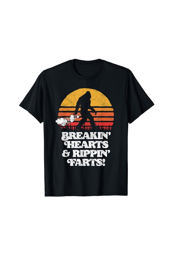 Sasquatch Breakin Hearts & Rippin Farts! Funny Bigfoot Sun T-Shirt