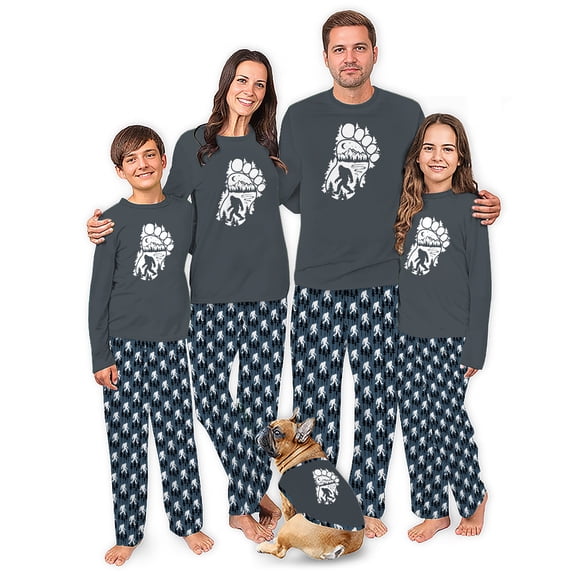 Sasquatch Christmas Pjs For Family And Dog, Bigfoot Matching Pajamas With Plus Size