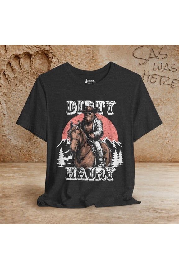 Sasquatch Cowboy Wild West Graphic Shirt, Bigfoot Horseback Western Illustration Tee, Unisex Cotton T-Shirt, Size S-5XL