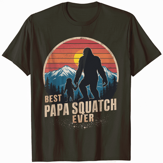 Sasquatch Dad Best Papa Squatch Ever Bigfoot Dad Fathers Day T-Shirt