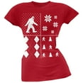 thumbnail image 1 of Sasquatch Festive Blocks Ugly Christmas Sweater Red Soft Juniors T-Shirt - X-Large, 1 of 1