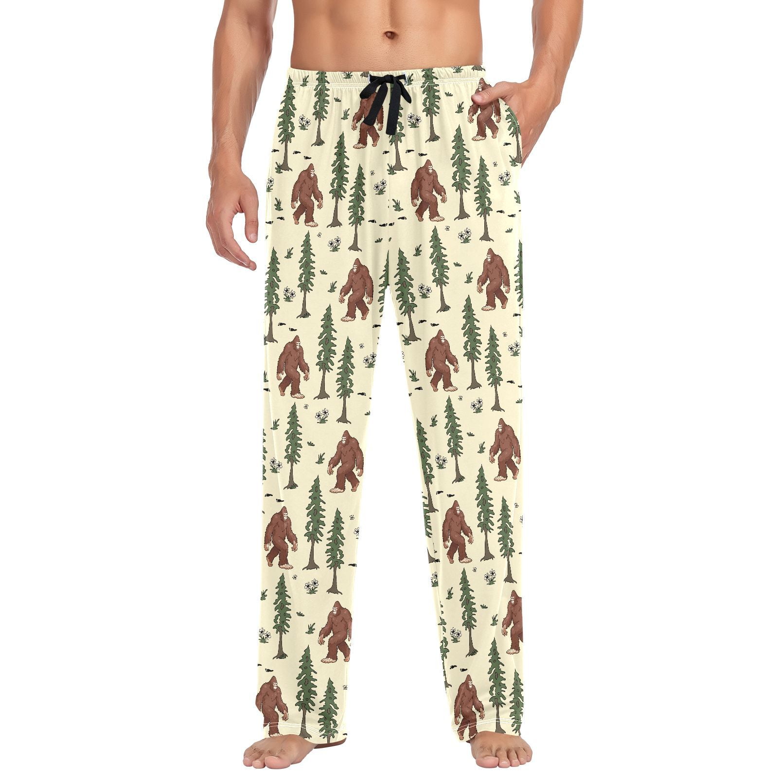 Sasquatch Mens Cotton Pajama Pants with Pockets Elastic Waist ...