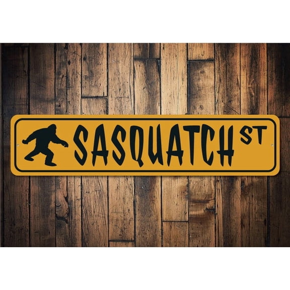 Sasquatch St Sign Sasquatch Sign Decor Sasquatch Sign Sasquatch Believer Decor Yeti Decor Sasquatch - Decorations - Size: 16 x 4 Inches