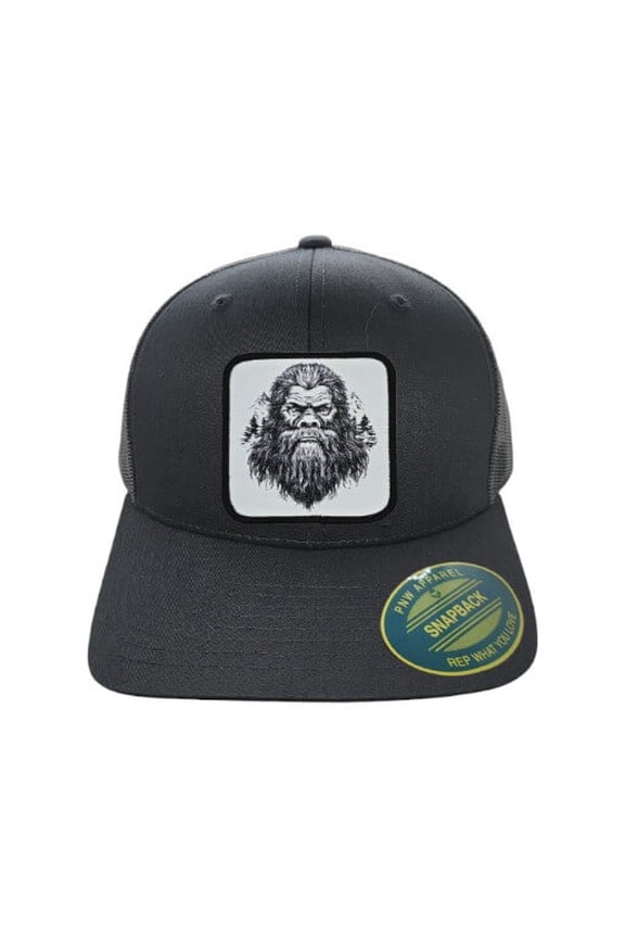 Sasquatch Trucker Hat - Black on Black Mesh