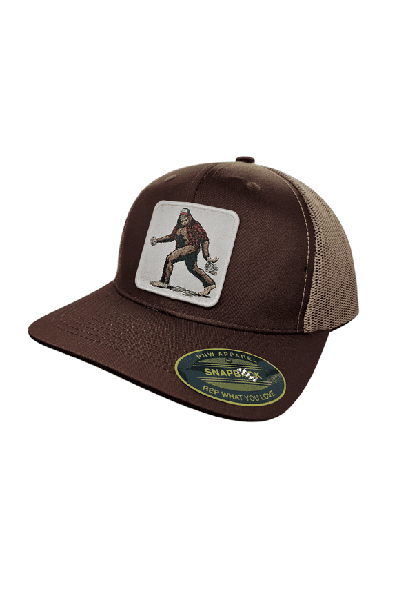 Sasquatch Trucker Hat - Brown on Khaki