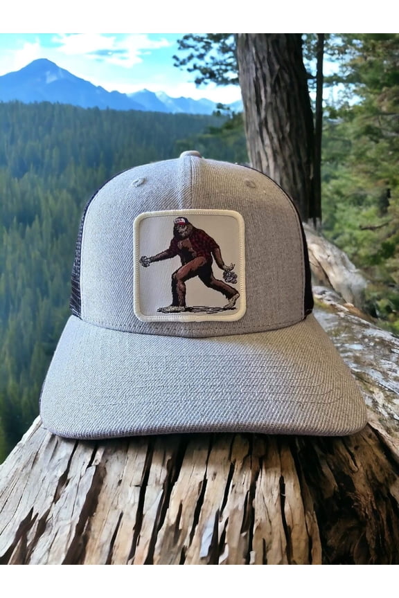 Sasquatch Trucker Hat - Heather Grey on Black