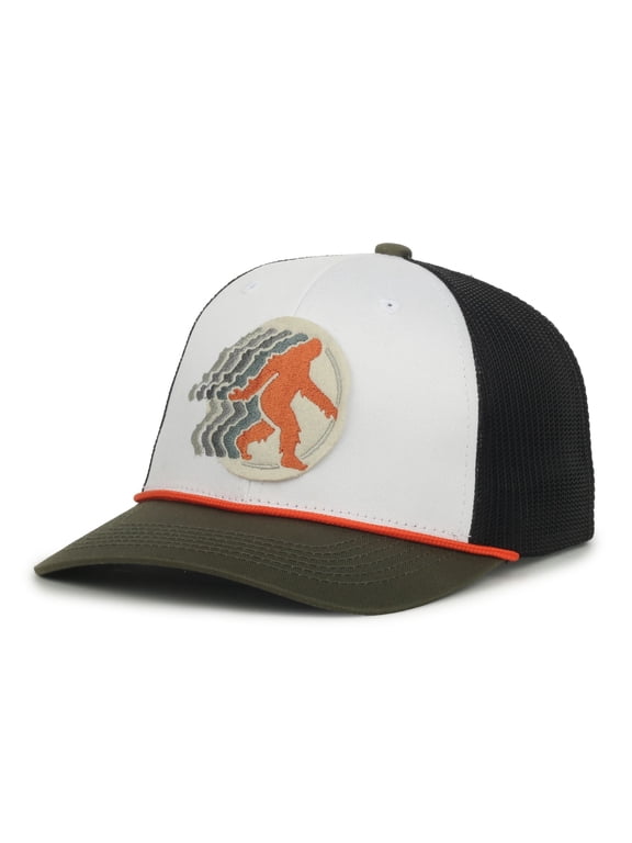 Sasquatch Trucker Hat Pro Round Structured Baseball Cap with Bigfoot Patch, Mesh Back, Adjustable Snapback, One Size