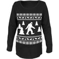 thumbnail image 1 of Sasquatch Ugly Christmas Sweater Black Womens Soft Maternity Long Sleeve T-Shirt, 1 of 1
