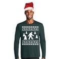 thumbnail image 1 of Sasquatch Ugly Christmas Sweater Green Mens Long Sleeve T Shirt with Santa Hat, 1 of 1