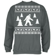 Sasquatch Ugly Christmas Sweater Mens Sweatshirt Charcoal SM