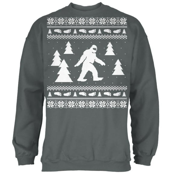 Sasquatch Ugly Christmas Sweater Mens Sweatshirt Charcoal SM