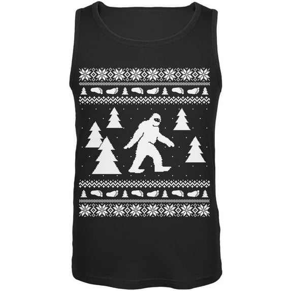 Sasquatch Ugly Christmas Sweater Mens Tank Top Black MD