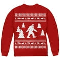 thumbnail image 1 of Sasquatch Ugly Christmas Sweater Youth Sweatshirt Red YLG, 1 of 1