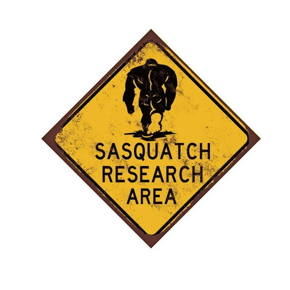 Sasquatch research area sign - Cryptozoology Gift - Bigfoot Sign - Rusted or New Style Sign Size: 8 inch x 8 inch